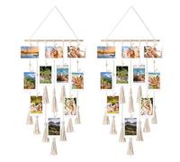 MAIJIAJU 2PCS Hanging Photo Display for Wall with Mini 60 Wooden Clips, DIY Picture Frames Collage Photo Pegs Hanging String Wall Display Multiple Artworks Holder for Home Party Decoration