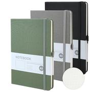 MAIJIAJU 3 Pack Bullet Dotted Notebook A5, 200 Pages 80 GSM Journal Notepad Hardback Leather Notebook with Pen Loop, Bookmark and Elastic Closure, Dot Grid Note Book for Writing School Office Travel