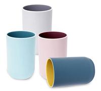 MAIJIAJU 4Pcs Toothbrush Cup, 330ml Plastic Cups Reusable Dishwasher Safe Tumbler Bathroom Organiser Storage For Toothpaste Two-color Drinking Cups Mouthwash Cup Portable For Family Travel Camping