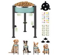 MAIJIAJU Elevated Raised Dog Bowl Stand with Paw Print Tray, 4 Heights Adjustable 15-26cm Wide Metal Single Dog Food Water Bowls Holder Non-Slip Dog Feeding Station Rack for Dogs Cats (Stand Only)