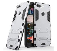 MaiJin Case for Nubia V18 (6.01 inch) 2 in 1 Shockproof with Kickstand Feature Hybrid Dual Layer Armor Defender Protective Cover (Silver)