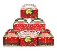 Maijoeyy 24 Pack Merry Grinchmas Red Christmas Gift Wrap Boxes Treat Boxes Christmas Sparkling Stars Party Favor Gift Boxes for Baby Shower