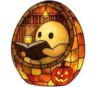 Maikaibuzi Cute Ghost Reading Book Lamp,2025 New Halloween Night Light with Glowing Ghost & Book Design, Suitable for Bedrooms, Study Rooms, Living Rooms, and Dining Rooms