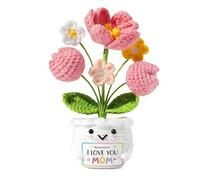 MAIKAOZAI Handmade Crochet Tulip Pot Plant - Lasting Flower Gift for Women, Thank You, Teacher, Easter, Positive Affirmation, Miss You, Best Mum, Mother’s Day