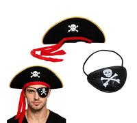 MAIKAOZAI Pirate Hat Adult with Eye Patch - Classic Captain Hat for Halloween Costume, Pirate Accessories for Men & Women