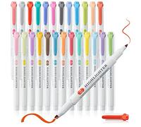 MAIKEDEPOT 25 Highlighters, Pastel Highlighter Assorted Colors Markers Dual Tip Real Mild Highlighter Markers Chisel and Fine Tips for Coloring, Underlining, Highlighting