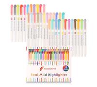 MAIKEDEPOT Assorted Colors Highlighters, Pastel Highlighter Real Mild Markers Dual Tip Highlighter Markers Chisel and Fine Tips for Coloring, Underlining, Highlighting (35colors)