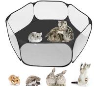 MAIKEHIGH Small Animal Pet Playpen, Pop up Hamster Playpen Foldable Open Cage Tent Exercise Fence for Guinea Pig, Rabbits, Chinchillas, Hedgehogs (Black)