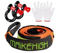 MAIKEHIGH Tow Rope 5M x 5cm,10 Ton (22,000 Lbs) Off-Road Recovery Tow Strap with 2 Anti-Proof Gloves, 2 Reinforced Shackles