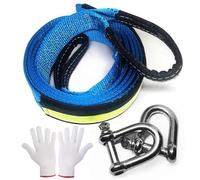 MAIKEHIGH Tow Rope 5mx5cm, Heavy Duty Recovery Towing Strap 8 Ton (17,600 lbs) with 2 Anti-Proof Gloves, 2 Shackles, Refective Strip for Car, Truck, Off-Road