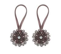 MAIKEHOME Magnetic Curtain Tiebacks, 2 Pieces 15" Magnetic Curtain Tiebacks Curtain Drape Tie Backs Decorative Rope Holdback Holder for Small, Thin or Sheer Window Drapries Copper Tone
