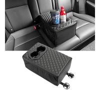MAIKER Universal Car Rear Seat Armrest with Cup Holder - Backseat Console Box, Second Row Central Armrest (Black-Double Pockets)