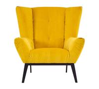 Maiko Armchair - Yellow Fabric with Black Metal Legs