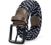maikun Elastic Mens Belt, Braided Stretch Woven Belts for Men for Work,Golf and Jeans. MutiColor Black+Navy+Grey,Length 43"