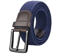 maikun Elastic Mens Belt, Braided Stretchy Woven Canvas Belts for Men for Work,Golf and Jeans,Color Blue,Length 39"