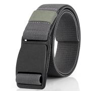 maikun Gray Canvas Hiking Mens Stretch Belt,Elasticated Belt Men Waist Fully Adjustable, Length120cm