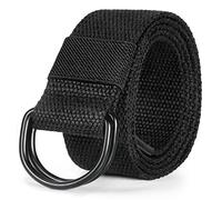 maikun Mens & Womens Canvas Belt with Black D-ring 1 1/2" Wide 43" Long Solid Black
