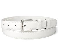 maikun Womens Belt Skinny Leather Solid Color Pin Buckle Classical Women Waist Belt White