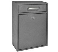 Mail Boss 7415 High Security Steel Locking Wall Mounted Mailbox-Office Drop Comment Letter Deposit Box, Granite Document Home
