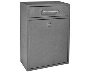 Mail Boss 7415 High Security Steel Locking Wall Mounted Mailbox-Office Drop Comment Letter Deposit Box, Granite Document Home