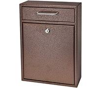 Mail Boss 7418 High Security Steel Locking Wall Mounted Mailbox-Office Drop Comment Letter Deposit Box, Bronze Tamper-Proof Hanging Document, M