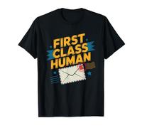 Mail Carrier First Class Human Postal Stamp Style Art Letter T-Shirt
