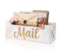 Mail Holder Countertop - Mail Organizer Countertop, Mail Holder Box for Desk, Letter Holder, Mail Tray, Mail Basket for Counter, Rustic Wooden Mail Storage Organizer Wall Mounted