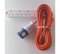 MAIL MORE Caravan Extension Lead - Heavy Duty Caravan Hook Up Cable - 16 Amp Socket Cable 240V Camping Extension Lead, High Visibility, Orange Mains Power Cable Campervan Motorhomes 4 way Socket (15M)