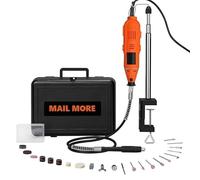 MAIL MORE Rotary Drill Tool Kit, Mini Grinder, Hobby Drill, Rotary Combi Multi Drill Variable Speed with Flexi Shaft, Accessories for DIY Craft, Engraving, Cutting, Sanding, Polishing, Carry case 135w