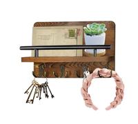 Mail Organizer Key Hooks - Durable Wood Organizer, Functional Storage Design | Hanging Entry Shelf Decor, Letter Bill Wallet Rack for Home Accessory Placement, Daily Sorting, Key Grab Spot
