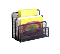 Mail Sorter, Metal Mesh Letter Rack, 3 Compartments Vertical Letter Holder, Desk Letter Holder, Black Mesh Letter Tray, for Notepads, Business Card, Mail