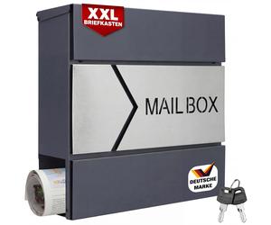 Mailbox Anthracite/Silver with Newsletter Box Wall Mounted