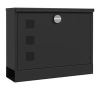 Mailbox Black Steel 36.5x11.5x29cm Wall Mount Windows Lock Keys Included Drains