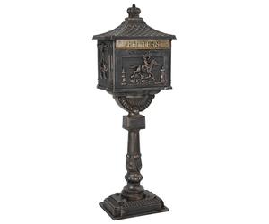 Mailbox Bronze Cast Aluminium Pedestal 43x30x117cm Vintage Lockable with 2 keys