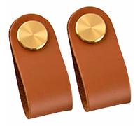 Mailbox， Cabinet Handle Knobs,Leather Handle, 2 pcs Modern Style Furniture Wardrobe Drawer Door Handles Cabinet Knobs, Leather Door Knobs Dresser Drawer Pulls Furniture Handle Hardware(Light Brown)