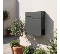 Mailbox Galvanised Steel Wall Mounted Lockable Post Box for Home Entrance Anthracite 370 x 370 x 105 mm Powder Coated with Keys and Fixings