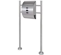 Mailbox on Stand Stainless Steel Silver 30x12x40cm Lockable with Holder InclKeys
