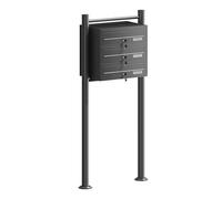 Mailbox System 3 Doors black Letterbox Postbox Pillar Letter Mail Post Box
