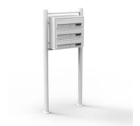 Mailbox System 3 Doors White Letterbox Postbox Pillar Letter Mail Post Box