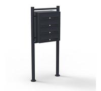 Mailbox System 4 Doors black Letterbox Postbox Pillar Letter Mail Post Box