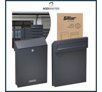 Mailbox, through-the-wall mailbox, black galvanized steel with lock, Sillar