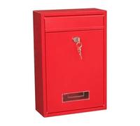 Mailbox Vintage Pastoral Outdoor Iron Mailbox with Key Lockable Wall Mounted Post Box Mail Water Proof letterbox Garden Supplies for Home(Red)