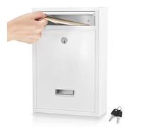 Mailbox Wall Mounted, Key Lock Mail Boxes, 8.4cmx 21.5cmx32cm, Weatherproof Secure Mail Box, Key Lock Mail Boxes Outdoor, White Large (White Key Lock)