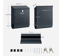 Mailbox, Wall-Mounted Letter Box, Hanging Postbox for Outside, Capped Lock with Copper Core, POST Viewing Window, Newspaper Holder, Nameplate, Easy to Install, Anthracite Grey GMB021G01