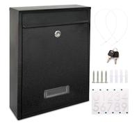 Mailboxes for Outside, Wall Mount Locking Mailbox, Security Mailbox with Lock Key and 3 Sets 0-9 Mailbox Numbers, Large Capacity Steel Cover Metal Postbox for Outdoor, 13.8x10.8x3.25 Inch Modern Black