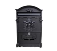 Mailboxes Wall Mount Locking Mailbox Vintage Lockable Metal Mailboxe Large Capacity Postbox Security Mail Letter Post Box Outdoor for Outside(Black)
