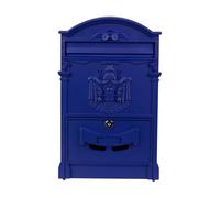 Mailboxes Wall Mount Locking Mailbox Vintage Lockable Metal Mailboxe Large Capacity Postbox Security Mail Letter Post Box Outdoor for Outside(Blue)