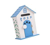 Mailboxes Wall Mount Mailbox Garden Wooden Post Box Coffee Shop Decoration Rustic 22x12x32cm Collection Sturdy Outside Suggestion for Outside(Blue)