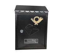 Mailboxes Wall Mount Mailbox Metal Decorations 21.5x7x30cm Front Door Outside Decorative Letter Magazines Post Lockable Porch Drop Box for Outside(Black)