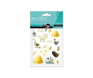 Maildor AE020O - Mimi'Stick STICKERS - Pack of 4 sheets - Dimensions: 10.5x16 cm - ANIMALS ON THE FARM DESIGNS (74 stickers) - Suitable for educational use